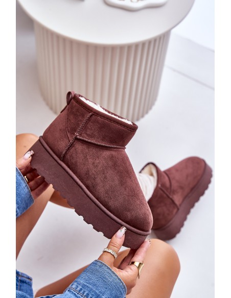 Women's Platform Snow Boots Insulated with Fur Dark Brown Xamella