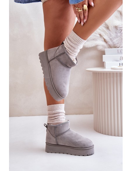 Women's Snow Boots On Platform Insulated With Fur Gray Xamella