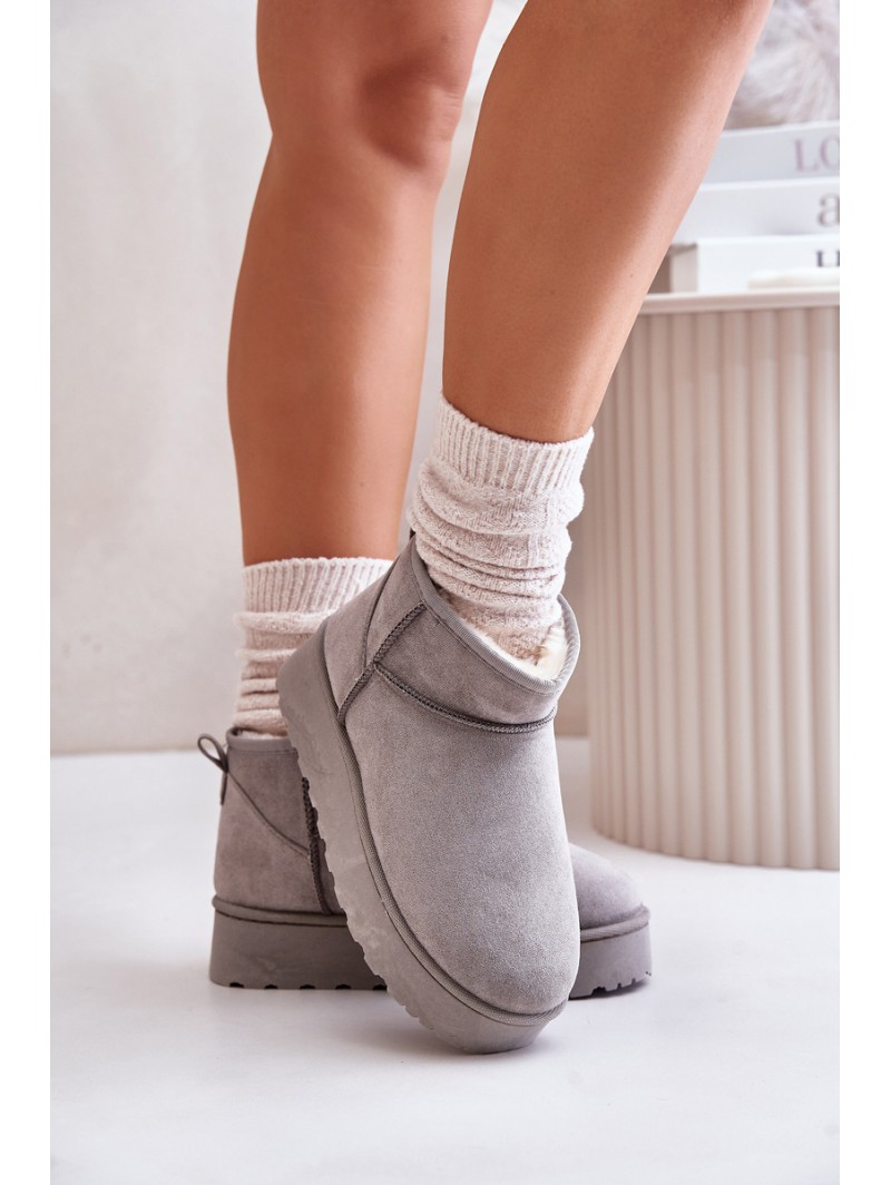 Women's Snow Boots On Platform Insulated With Fur Gray Xamella