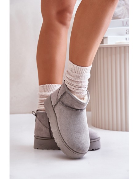 Women's Snow Boots On Platform Insulated With Fur Gray Xamella