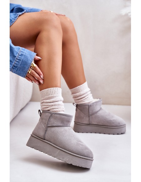 Women's Snow Boots On Platform Insulated With Fur Gray Xamella