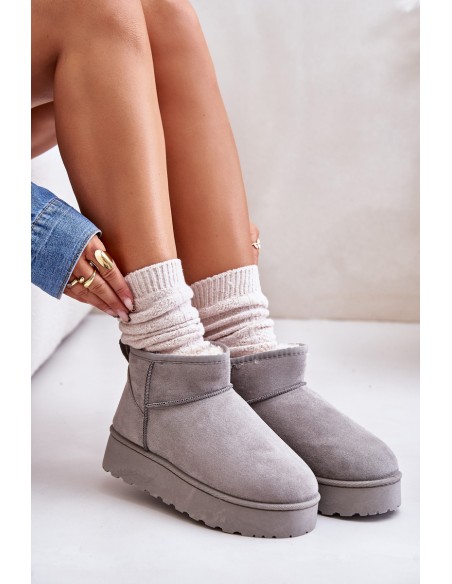 Women's Snow Boots On Platform Insulated With Fur Gray Xamella