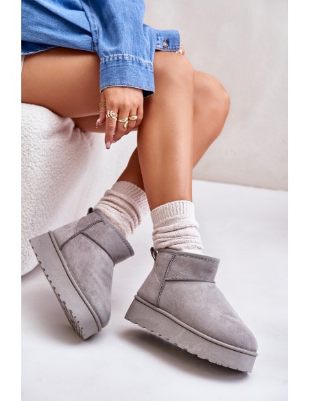 Women's Snow Boots On Platform Insulated With Fur Gray Xamella