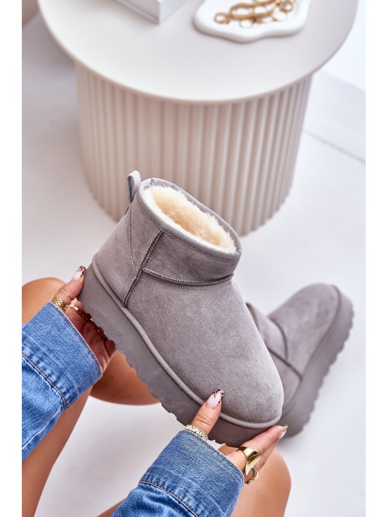 Women's Snow Boots On Platform Insulated With Fur Gray Xamella