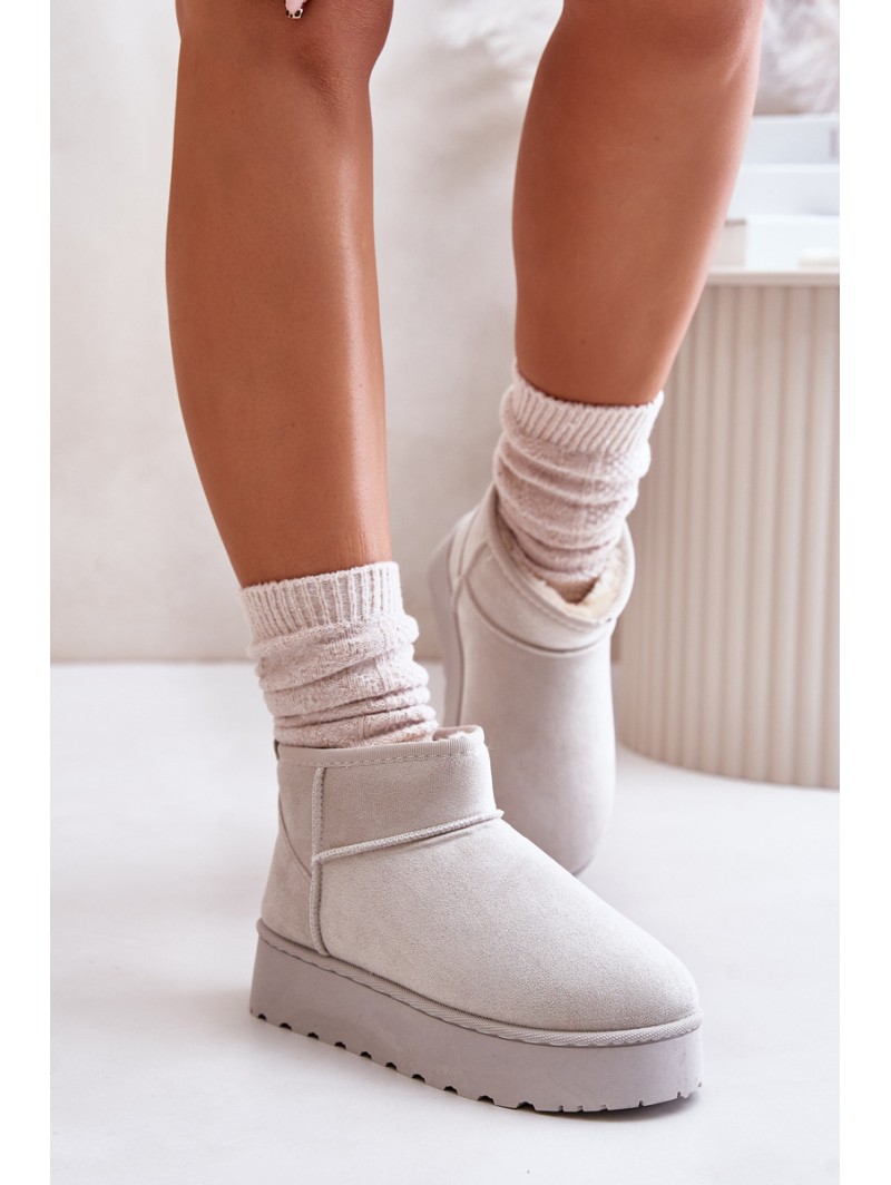 Women's Snow Boots On Platform Insulated With Fur Light Gray Xamella