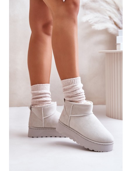 Women's Snow Boots On Platform Insulated With Fur Light Gray Xamella