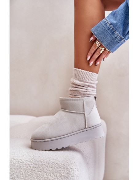 Women's Snow Boots On Platform Insulated With Fur Light Gray Xamella