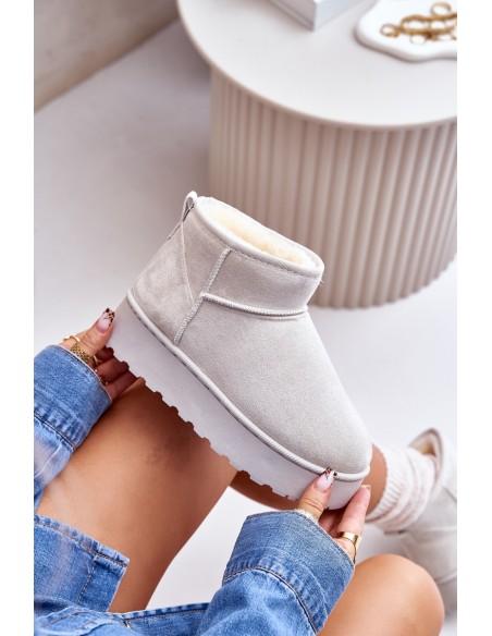 Women's Snow Boots On Platform Insulated With Fur Light Gray Xamella