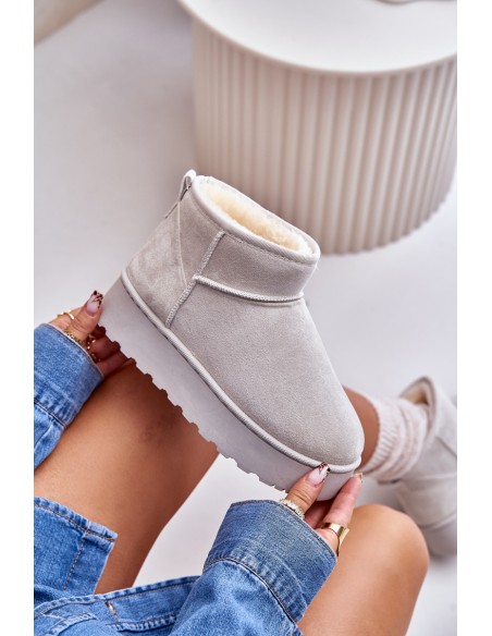 Women's Snow Boots On Platform Insulated With Fur Light Gray Xamella