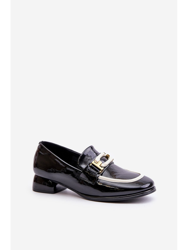 Lacquered Women's Loafers On Block Heel Black Artiker 55C0104