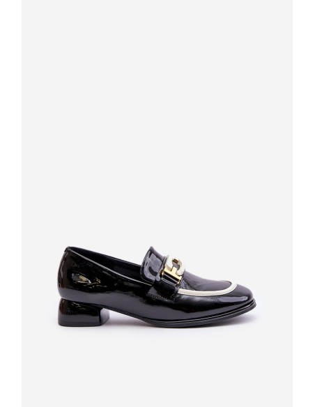 Lacquered Women's Loafers On Block Heel Black Artiker 55C0104