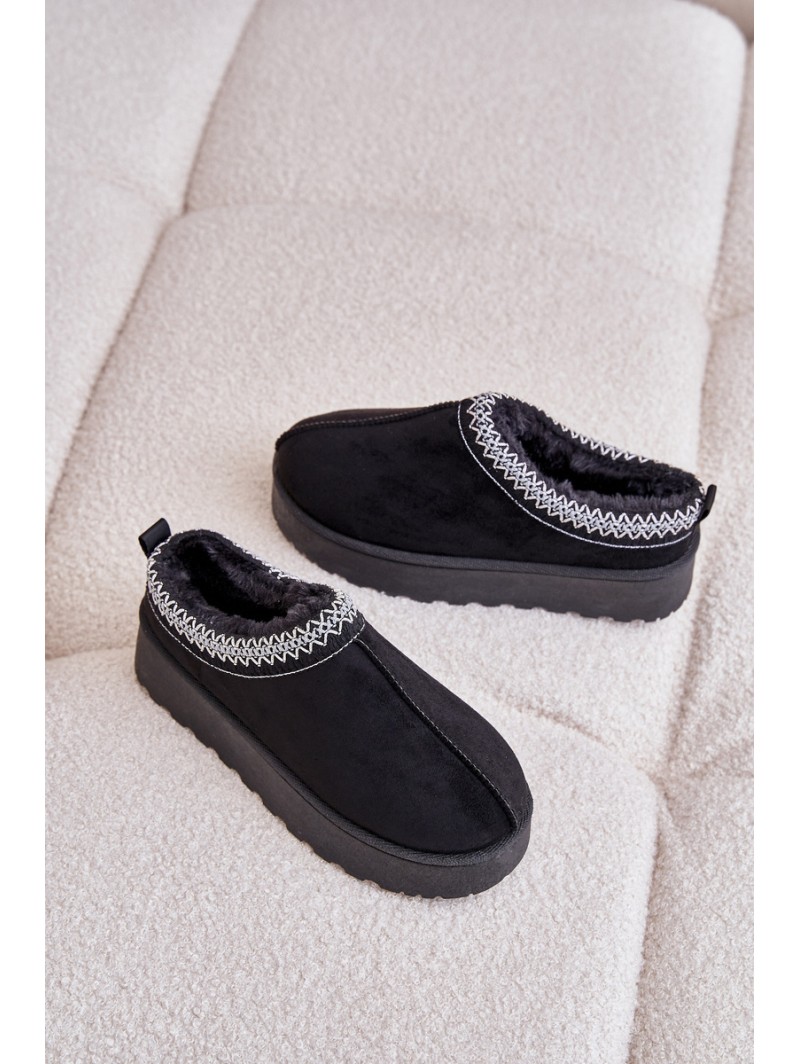 Womens Snow Boots On Platform Insulated With Fur Black Straps
