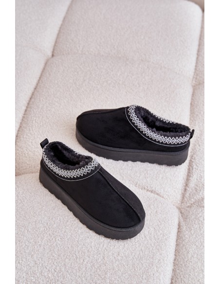 Womens Snow Boots On Platform Insulated With Fur Black Straps