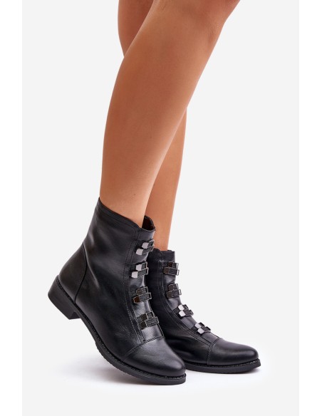 Warm Women's Ankle Boots with Zipper Black Evalith