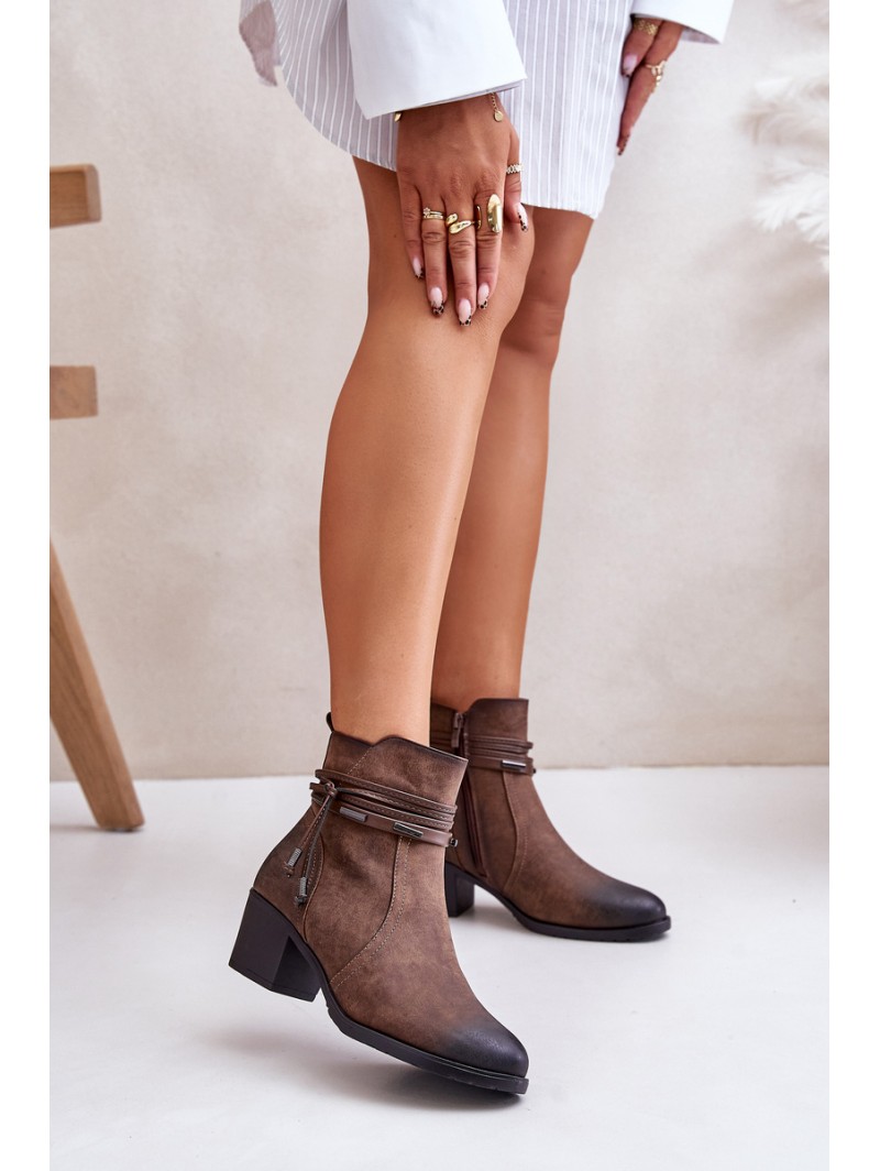 Women's Heeled Boots Warm Lined Brown Lobina