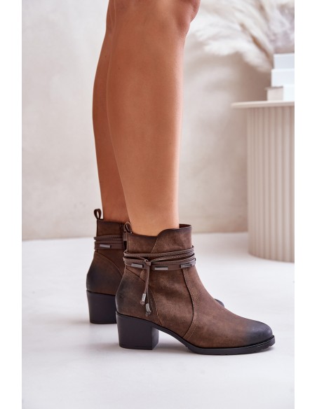 Women's Heeled Boots Warm Lined Brown Lobina
