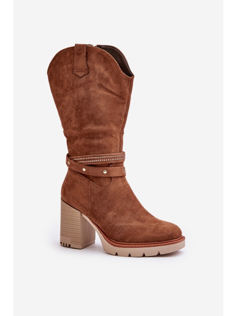 Women's Calf-High Heeled Insulated Boots Camel Ivanelis