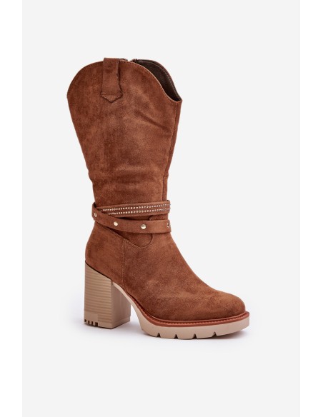 Women's Calf-High Heeled Insulated Boots Camel Ivanelis