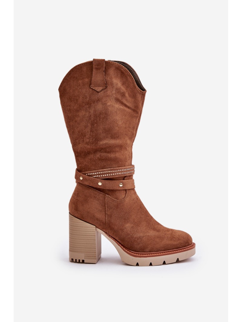 Women's Calf-High Heeled Insulated Boots Camel Ivanelis