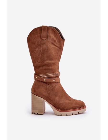 Women's Calf-High Heeled Insulated Boots Camel Ivanelis