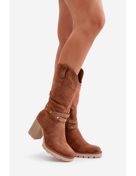 Women's Calf-High Heeled Insulated Boots Camel Ivanelis