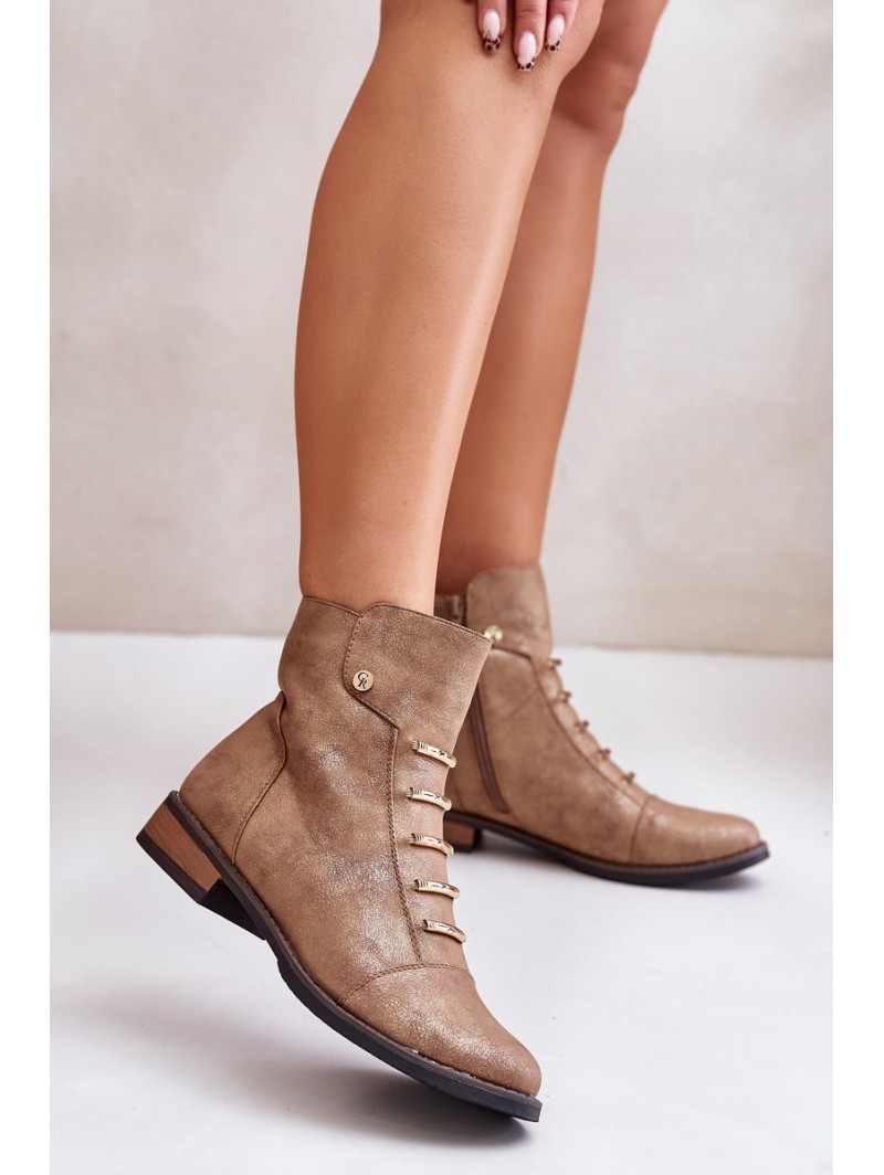 Warm Women's Ankle Boots on Flat Heel Gold Labise