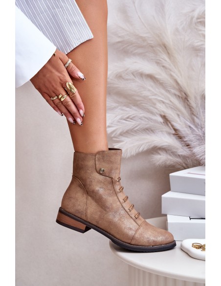 Warm Women's Ankle Boots on Flat Heel Gold Labise