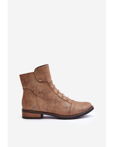 Warm Women's Ankle Boots on Flat Heel Gold Labise