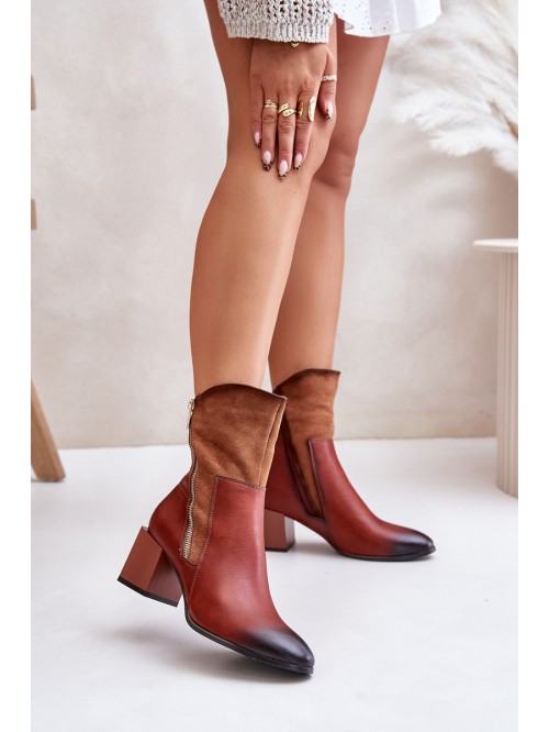 Warm Ladies Heeled Booties Brown Relabina 2