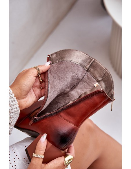 Warm Ladies Heeled Booties Brown Relabina