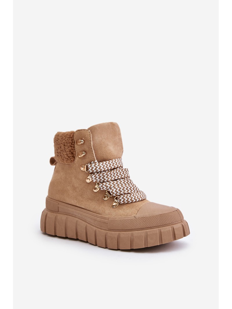 Women's Insulated Platform Ankle Boots Brown Alcyhen