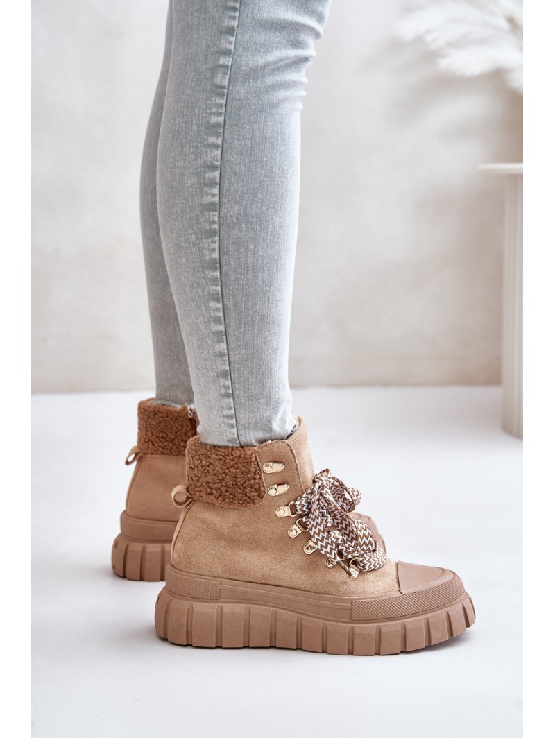 Women's Insulated Platform Ankle Boots Brown Alcyhen