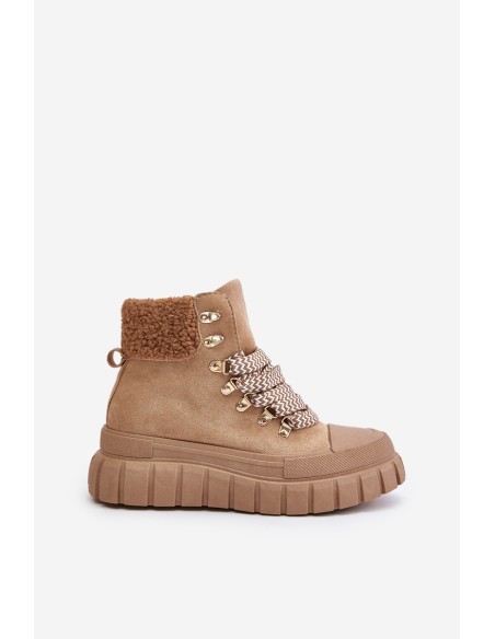 Women's Insulated Platform Ankle Boots Brown Alcyhen