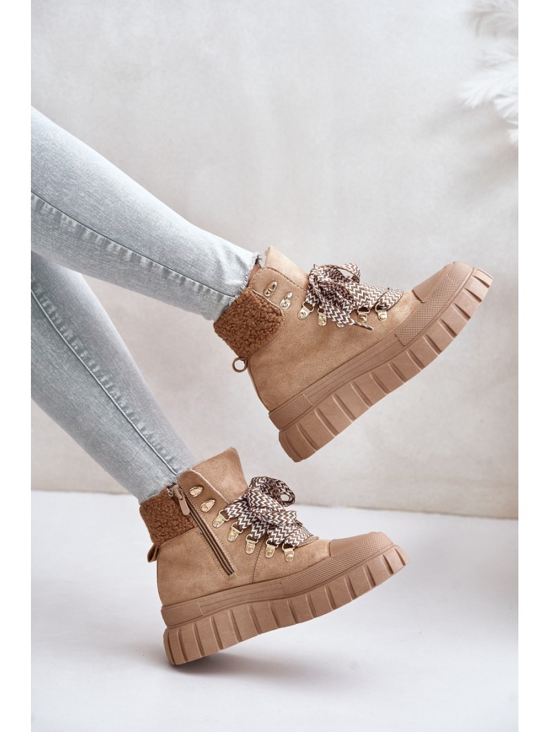 Women's Insulated Platform Ankle Boots Brown Alcyhen