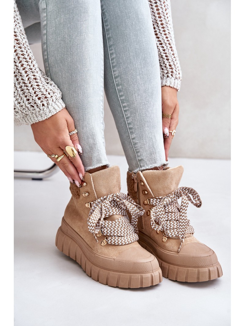 Women's Insulated Platform Ankle Boots Brown Alcyhen