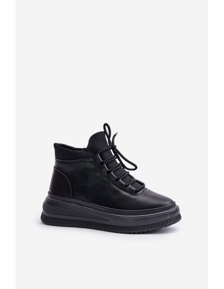 Lightweight Leather Sports Shoes On Platform Artiker 55C1041 Black