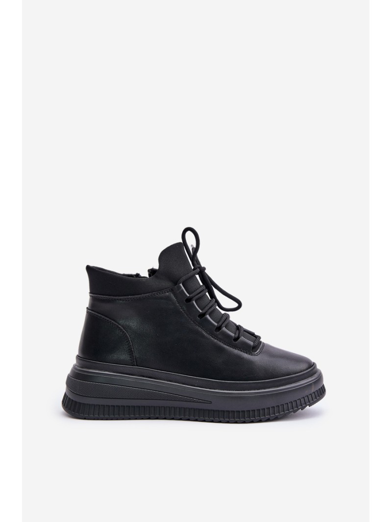 Lightweight Leather Sports Shoes On Platform Artiker 55C1041 Black
