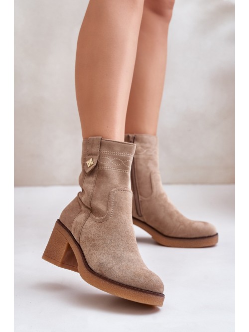 Insulated Women's Heeled Boots Beige Vailia 2