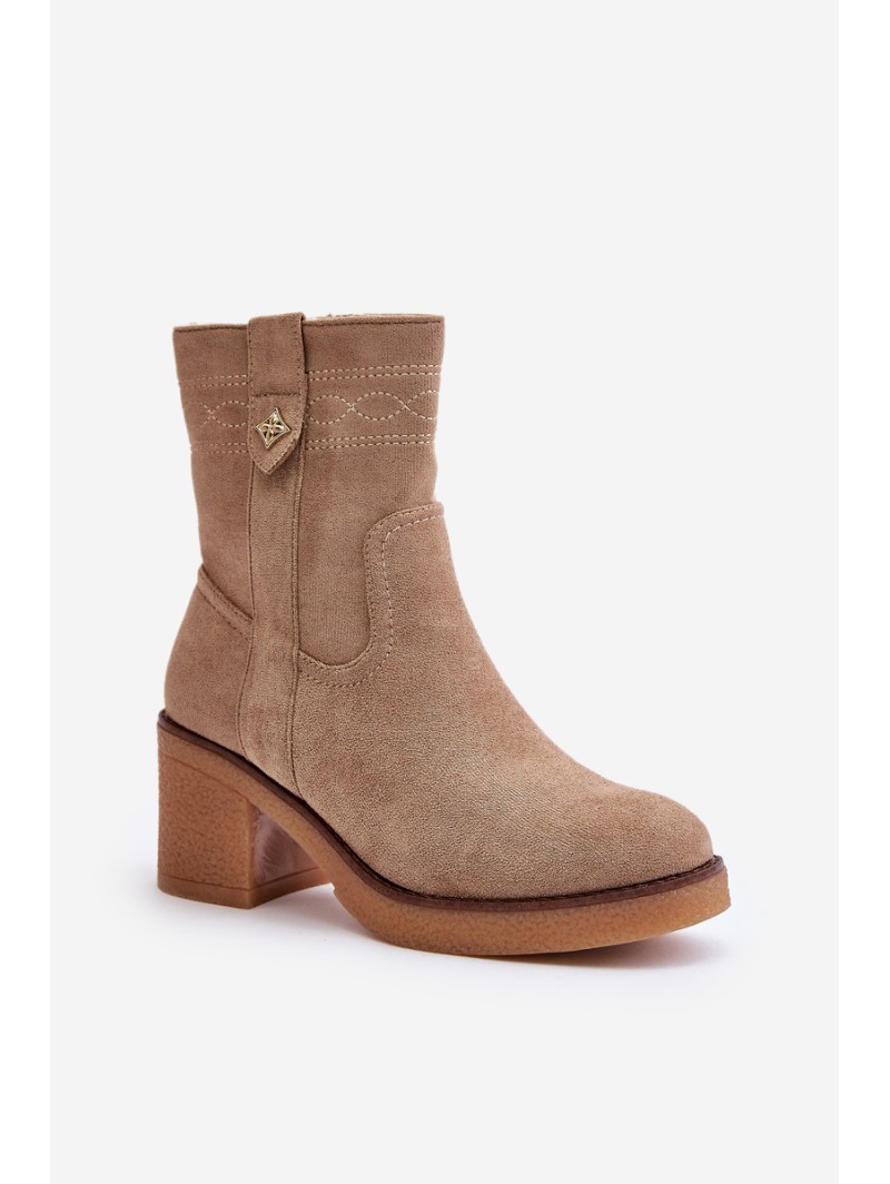 Insulated Women's Heeled Boots Beige Vailia