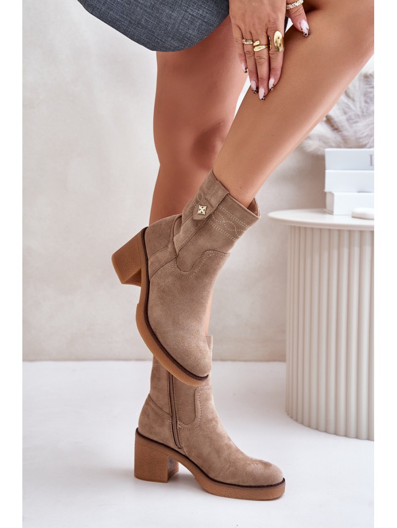 Insulated Women's Heeled Boots Beige Vailia
