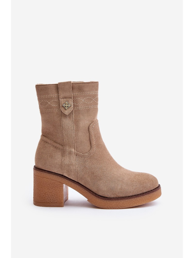 Insulated Women's Heeled Boots Beige Vailia