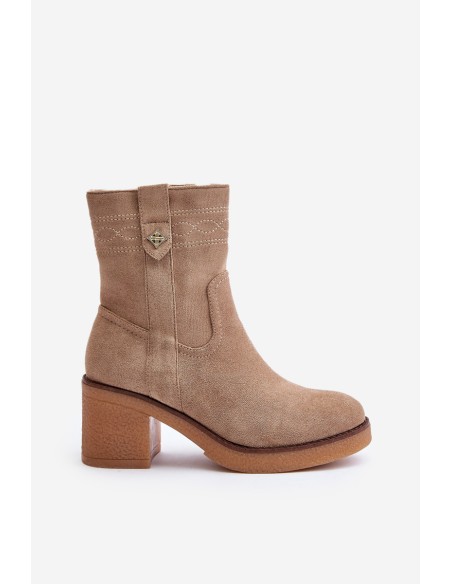 Insulated Women's Heeled Boots Beige Vailia