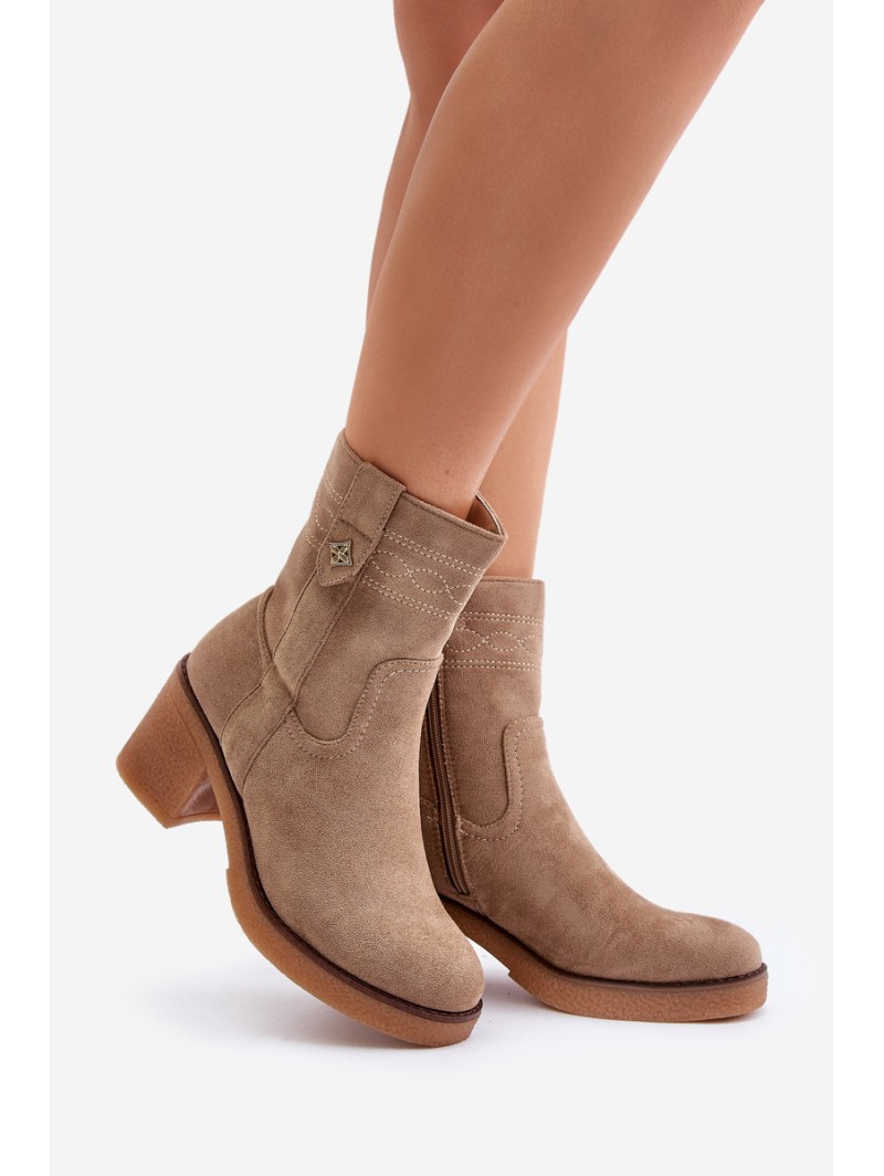 Insulated Women's Heeled Boots Beige Vailia