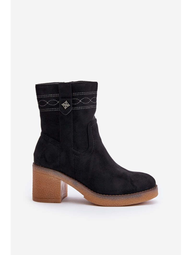 Warm Women's Ankle Boots With Heels Black Vailia