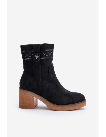 Warm Women's Ankle Boots With Heels Black Vailia