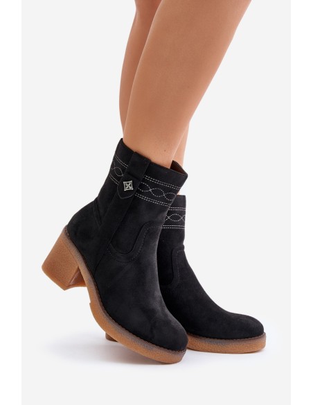 Warm Women's Ankle Boots With Heels Black Vailia