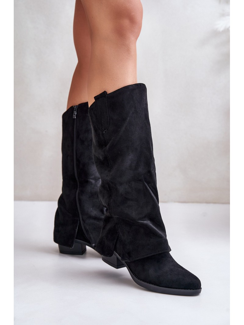 Women's Low Heeled Boots With Turned Shaft Black Stinova