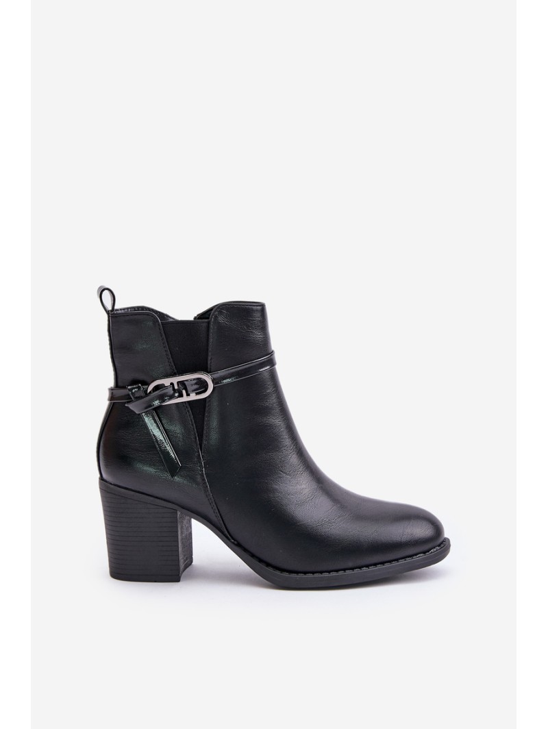 Women's Heeled Boots Insulated With Strap Black Zinithia