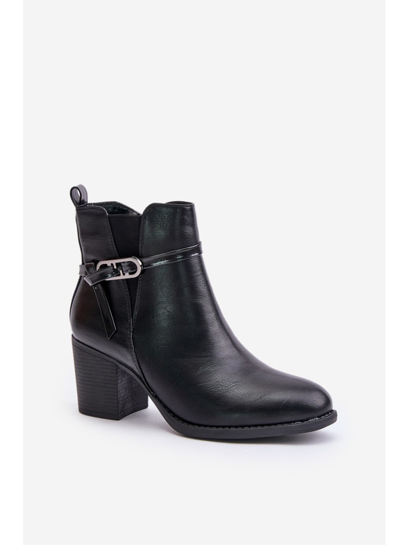 Women's Heeled Boots Insulated With Strap Black Zinithia