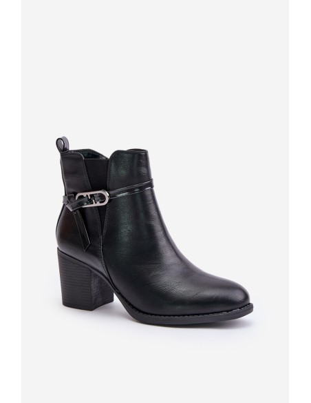 Women's Heeled Boots Insulated With Strap Black Zinithia